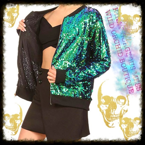 🍸✨🍸BNWT SEQUIN ZIP UP WITH RIBBED CUFFS🍸✨🍸 - Picture 4 of 7